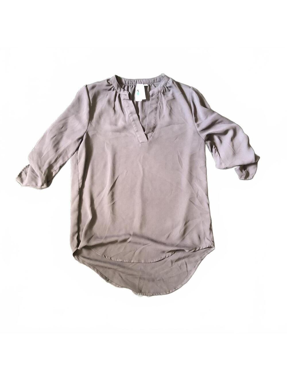 Society Girl Dark Gray Long Sleeve Blouse Top Size S